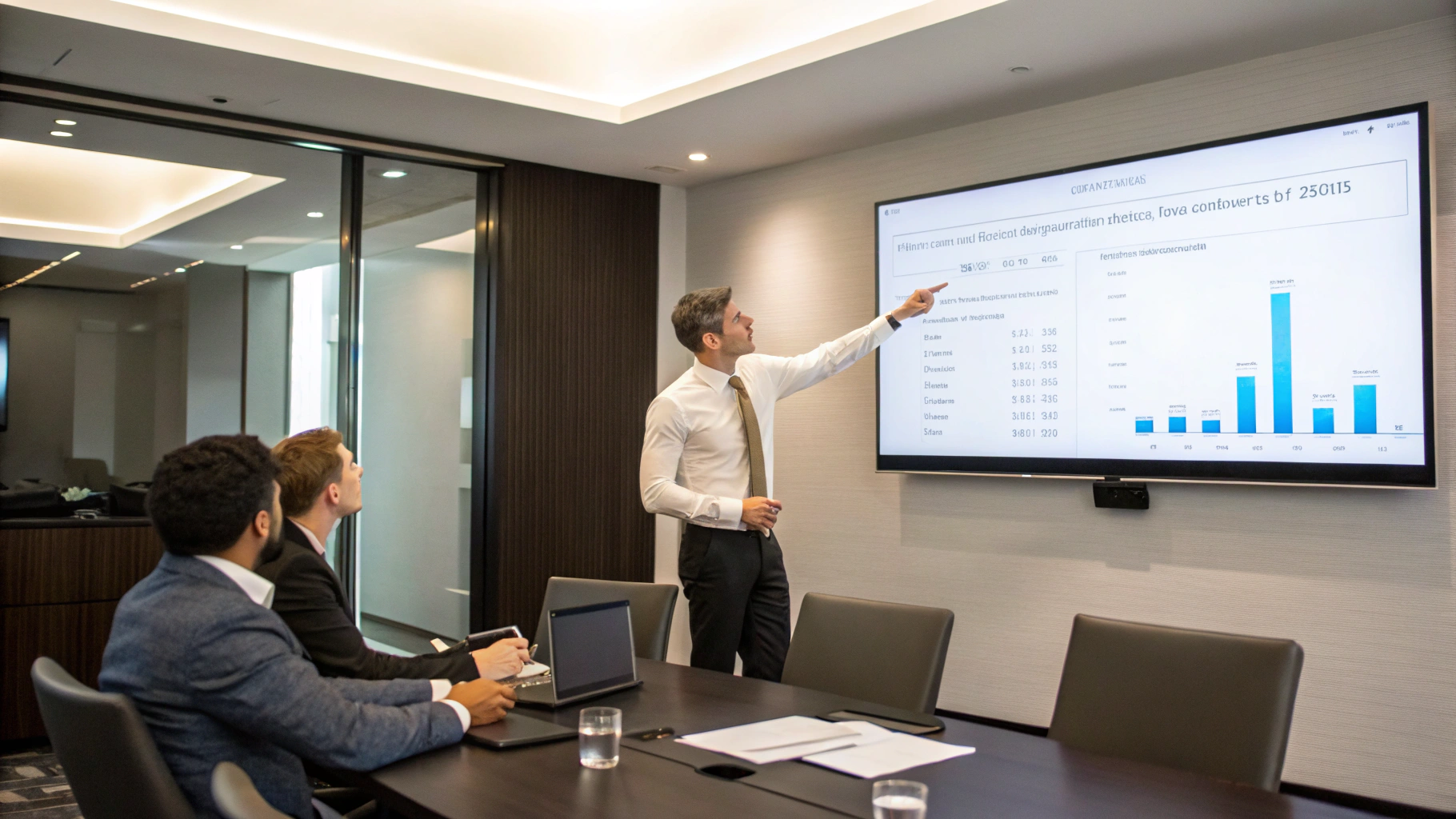 Consultant analyzing business growth metrics